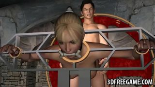 Restrained 3D blonde babe getting fucked hard