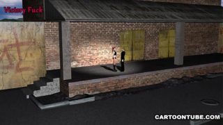 Sexy 3D redhead babe sucking and fucked outdoors