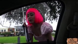 Beautiful cosplayer gets picked up and rides the strangers meaty dick