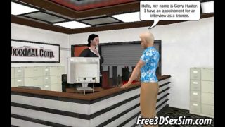 Hot 3D brunette boss sucks cock and gets fucked