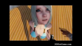 3D Hot Babe Sucks and Rides Cock!