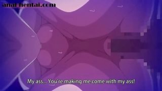anime teen with glasses ass-fuck while MILF licked her pussy