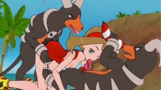 Pokemon – May training her Houndooms
