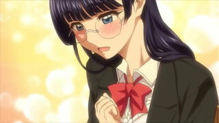 Cute hentai girl with glasses enjoys hard sex