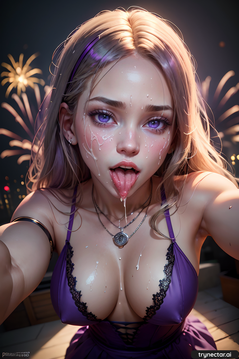 3d ai_generated blonde blonde_hair hentai nsfw purple_dress