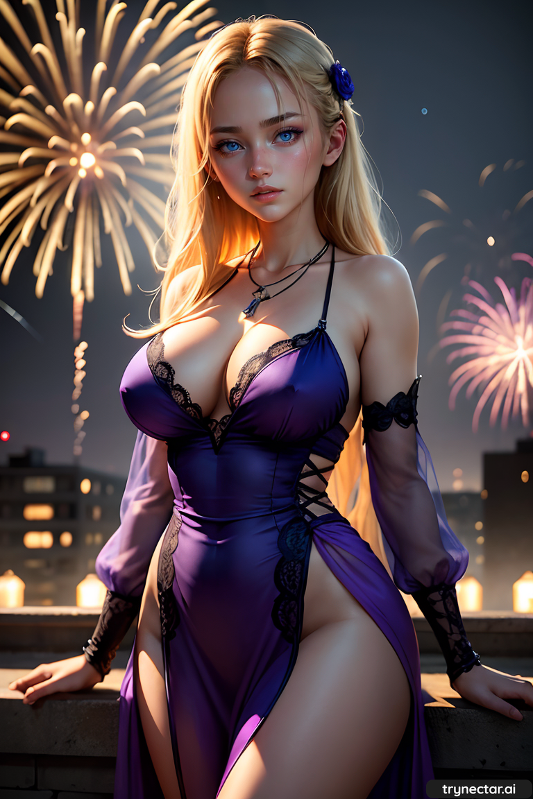3d ai_generated blonde blonde_hair hentai nsfw purple_dress