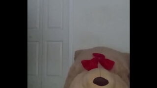 Taking turns stretching like my other Scorpio zodiac animal from astrology a spider similar to stretching like a cancers zodiac animal a crab with toy bear 2